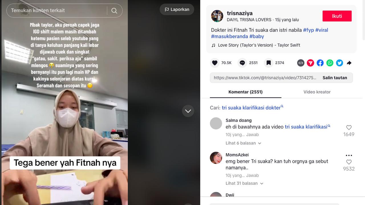 Tri Suaka dan Nabila Maharani Klarifikasi Video Viral Seorang Dokter yang Tuding Ada Artis Tak Sopan Saat Konsultasi