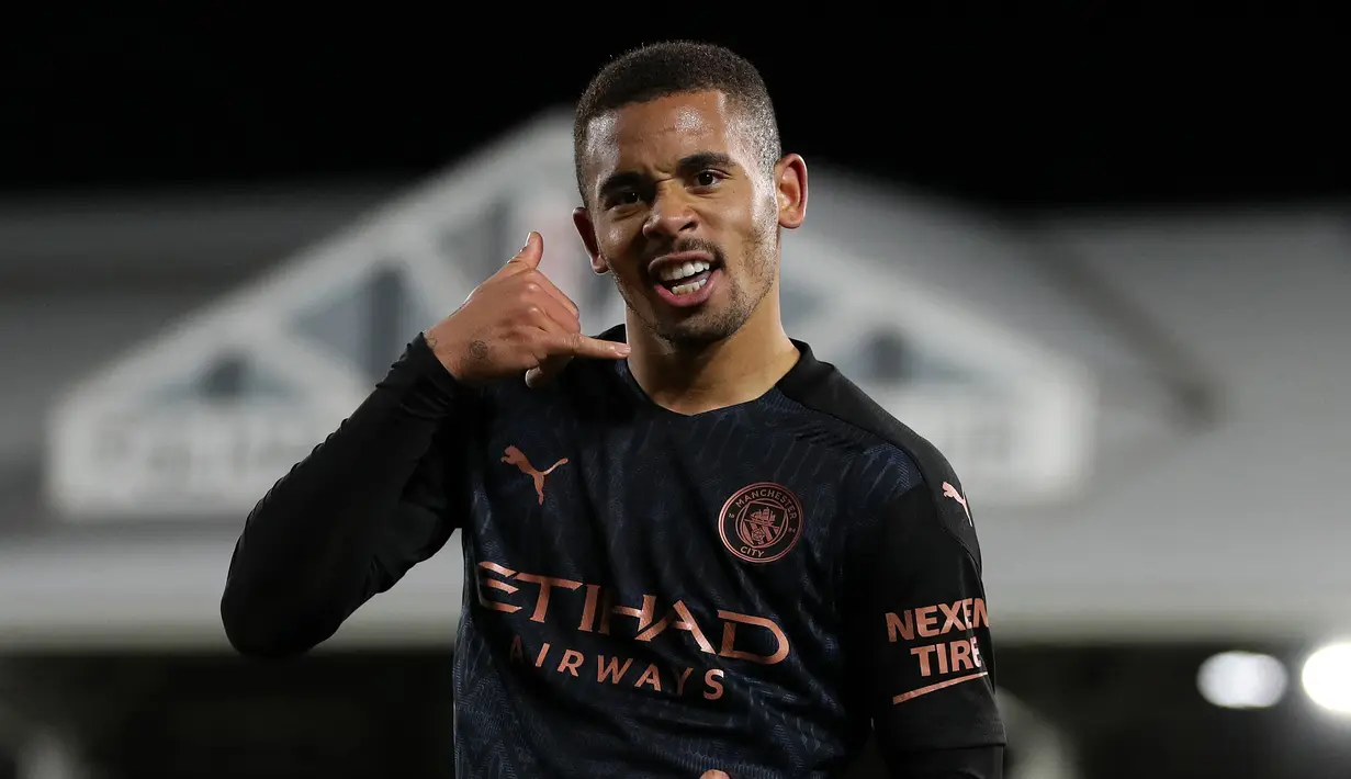 Gabriel Jesus. Striker Manchester City berusia 24 tahun yang didatangkan dari Palmeiras pada awal musim 2016/2017 ini telah 5 musim bersama Liverpool hingga kini. Total 49 gol telah dicetaknya di ajang Premier League. (AFP/Catherine Ivill/Pool)