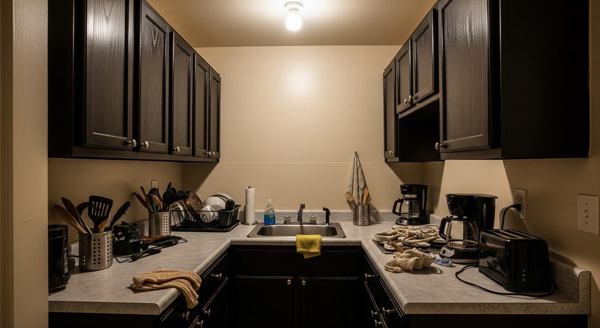 Kesalahan Memilih Warna Kabinet Dapur yang Membuat Ruangan Terasa Sempit (AI Generated)