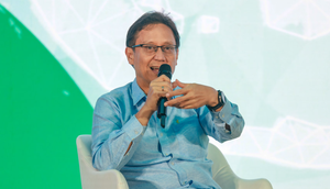 Menteri Kesehatan Budi Gunadi Sadiin dalam The 3rd Indonesia Health Partners Meeting (IHPM) 2025 bertema Harmony for Indonesia Health Transformation Acceleration di Balai Kartini, Jakarta, Senin (8/12/2025). Foto: Kemenkes RI.