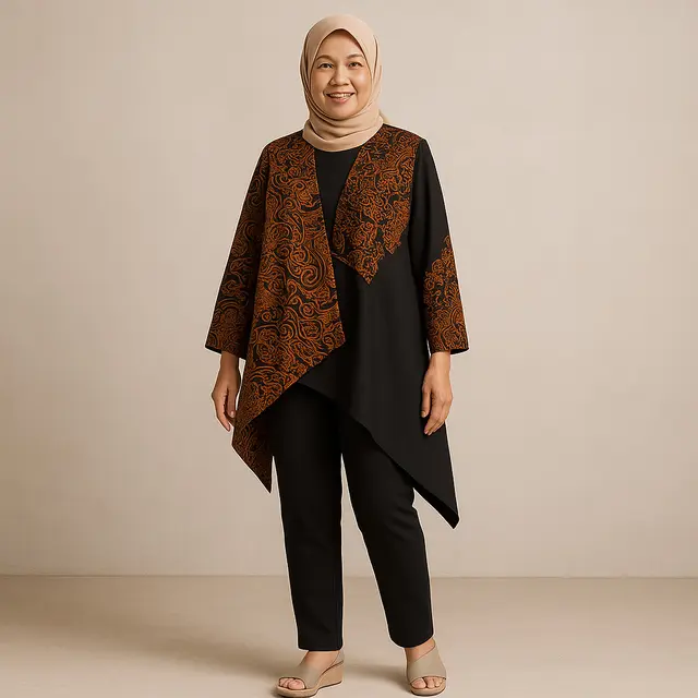 Model Outer Batik Apa yang Cocok untuk Ibu-ibu 50 Tahunan/Ilustrasi gambar AI