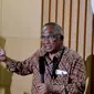 Plt Ketua KPK Taufiequrachman Ruki saat menghadiri konferensi pers di Gedung KPK, Jakarta, Rabu (25/2/2015). Ruki memberikan pernyataan terkait kasus AS dan BW (Liputan6.com/Johan Tallo)