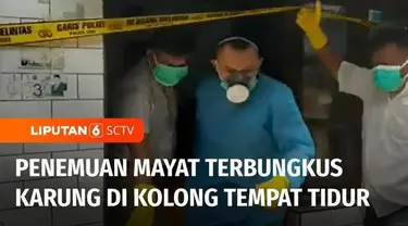 Warga menemukan mayat pria terbungkus karung di sebuah rumah di Kota Tegal, Jawa Tengah. Mayat pria ini ditemukan di kolong tempat tidur.