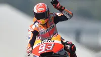 Marc Marquez beraksi di MotoGP Prancis. (AFP/Jean-Francois Monier)