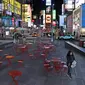 Seorang wanita berjalan melalui Times Square di New York, Senin, (16/3/2020). Gubernur Andrew Cuomo mengatakan restoran dan bar akan pindah ke layanan take-out dan pengiriman saja imbas merebaknya penyebaran Covid-19. (AP Photo/Seth Wenig)