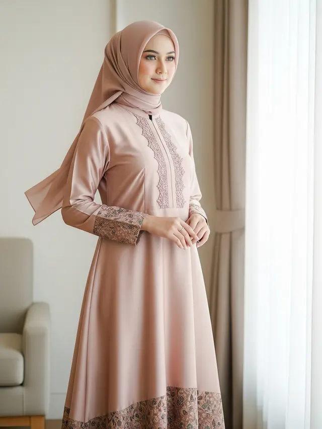 Gamis Batik Brokat 2026 Warna Elegan (Image by Gemini AI)