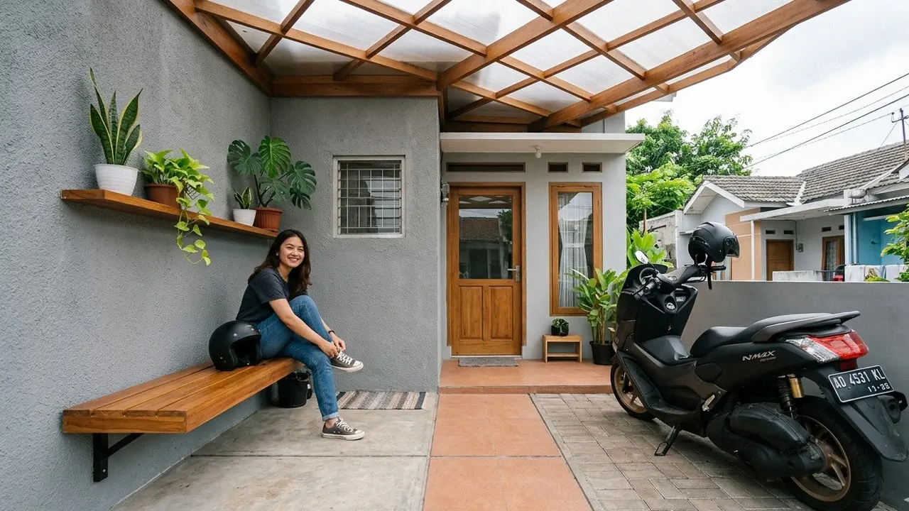 Inspirasi Teras Rumah Jadi Garasi Motor Estetik Tanpa Tambah Lahan