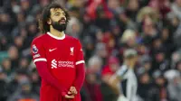 Sepanjang keberadaanya di Liverpool, Mo Salah telah mengantar klub ini merebut berbagai trofi bergengsi seperti Liga Champions, Premier League, Piala FA. Piala Liga Inggris, Community Shield, Piala Super Eropa, serta Piala Dunia Antarklub. (AP Photo/Jon Super)