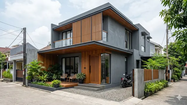Gambar Rumah Minimalis Cat Abu-Abu (Foto: Gemini AI)