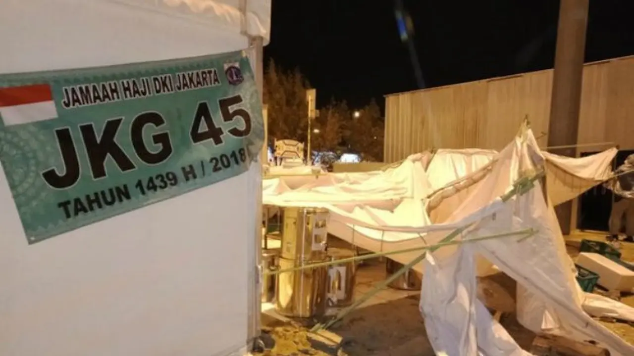 Tenda wukuf jemaah calon haji Indonesia ambruk