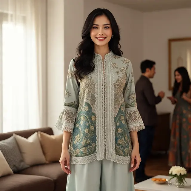 Baju Batik Pesta Lengan Lonceng
