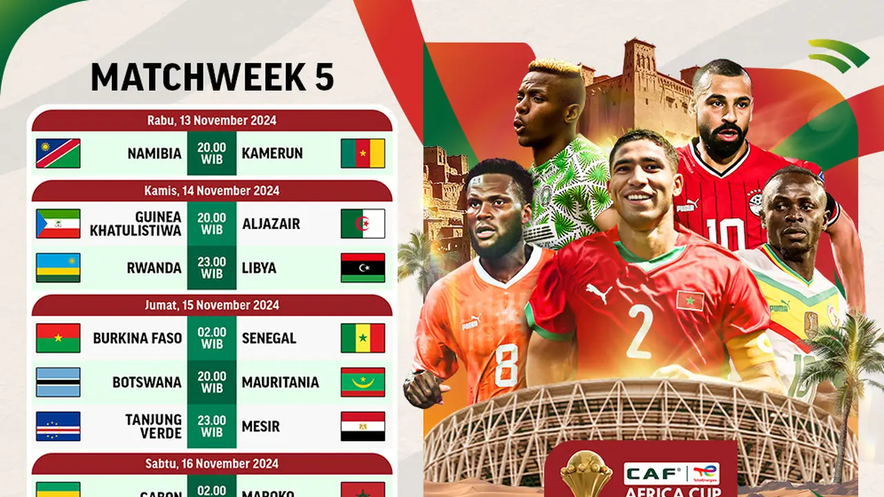 Jadwal AFCON Qualifiers 2025 Matchday 5 di Vidio