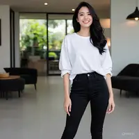 Celana High Waist & Kemeja Oversize (Created by AI)