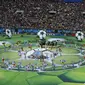 Suasana pembukaan Piala Dunia 2018 di Stadion Luzhniki, Moskow, Kamis (14/6/2018). (AP Photo/Victor Caivano)