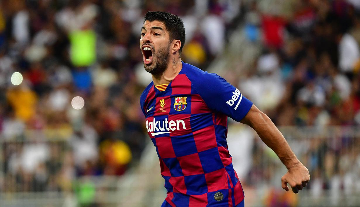 Luis Suarez. Striker Timnas Uruguay ini telah mencetak 29 hattrick dengan rincian: 12 untuk Barcelona, 6 untuk Liverpool, 9 untuk Ajax Amsterdam dan 2 untuk Timnas Uruguay. (AFP/Giuseppe Cacace)