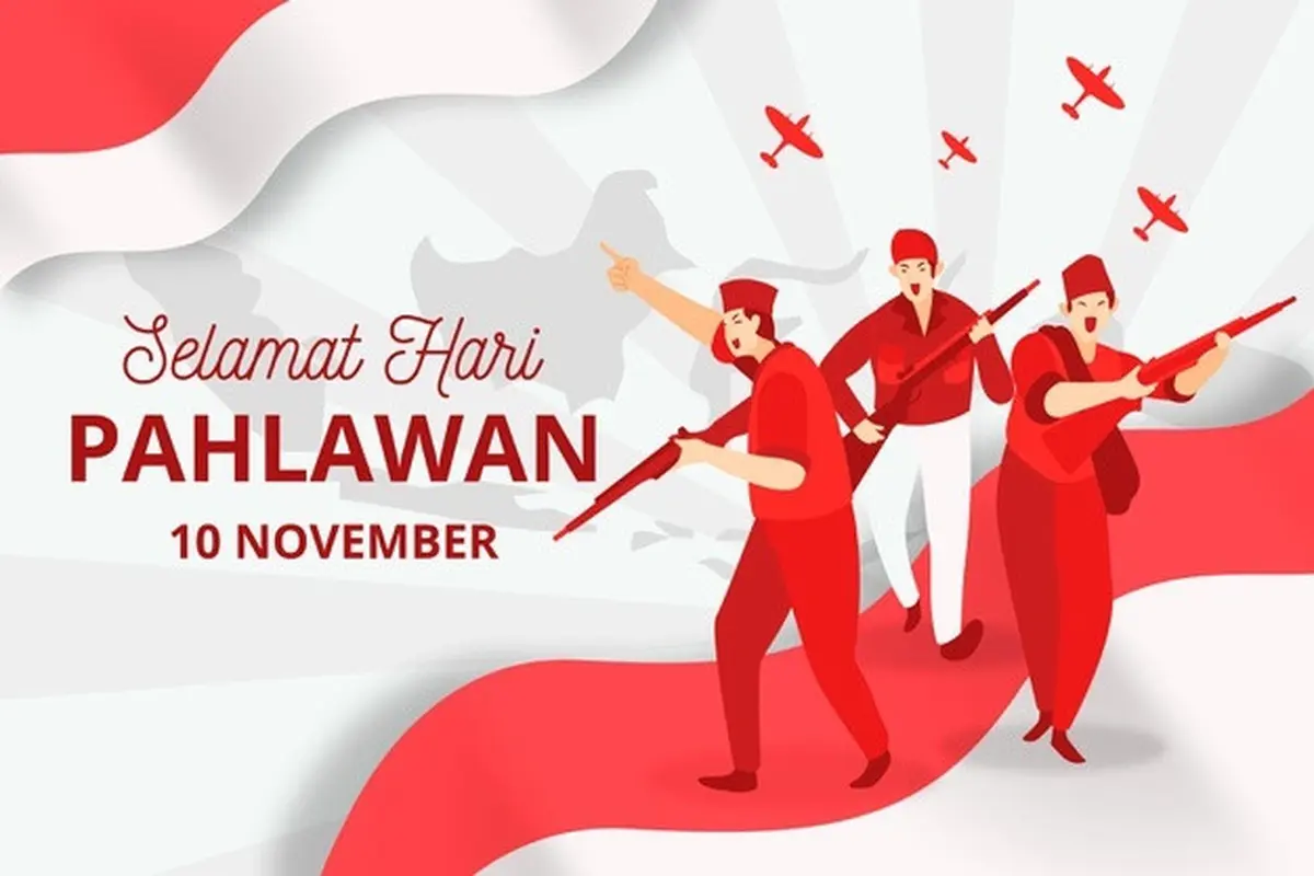 Ilustrasi hari pahlawan 10 November, pantun tentang pahlawan