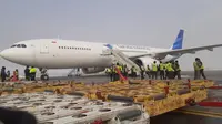 Garuda Indonesia menerbangkan dua armada Airbus A330-300 yang mengangkut bantuan kemanusiaan dari  Indonesia ke Kabul, Afghanistan. (Dok Garuda)
