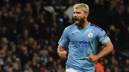 2. Sergio Aguero - Penyerang Manchester City ini memiliki catatan apik selama berkarier di kompetisi Premier League. Aguero menorehkan 180 gol serta empat kali merasakan gelar juara Premier bersama Manchester City. (AFP/Paul Ellis)