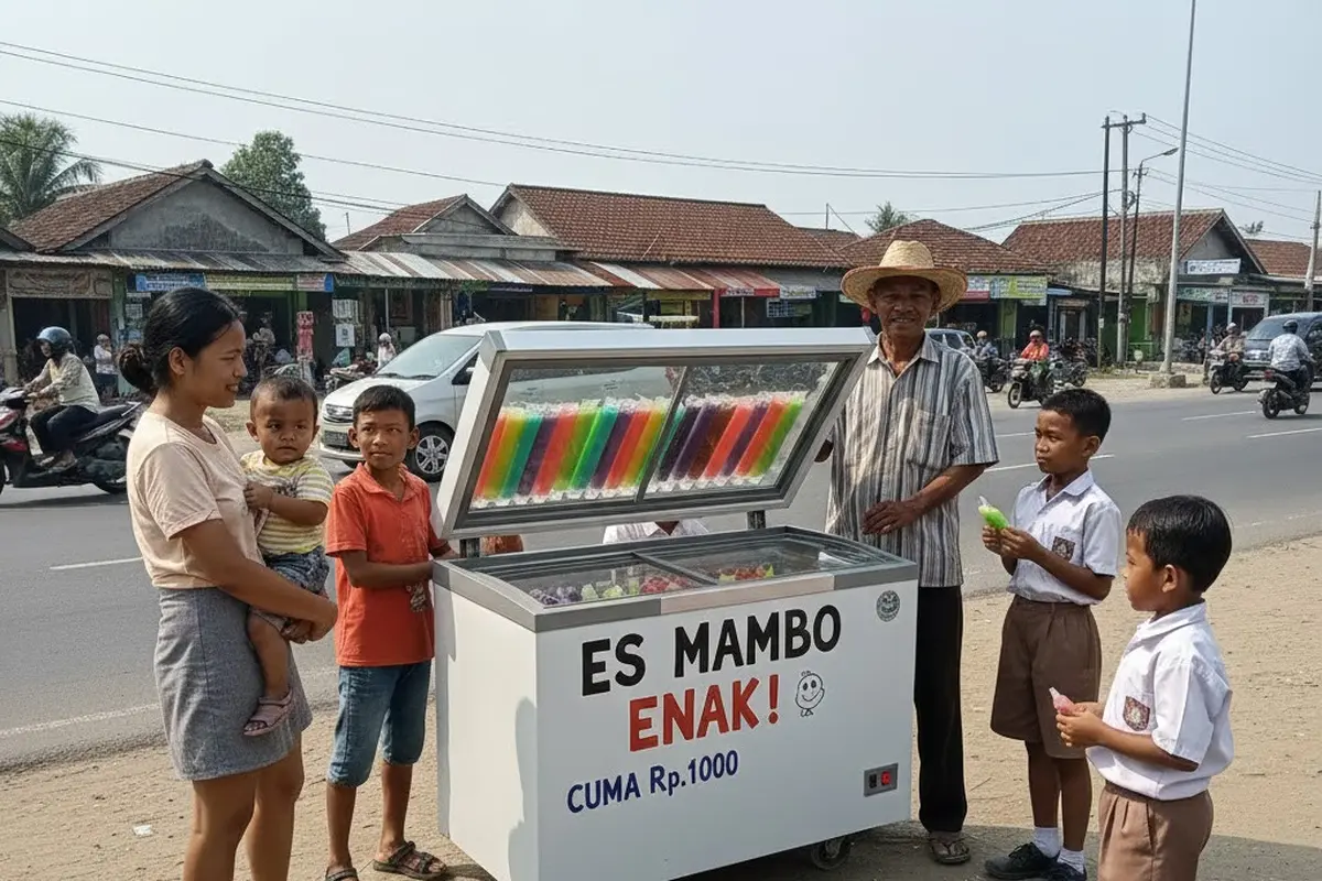 Jualan es mambo di pinggir jalan (Gemini AI)