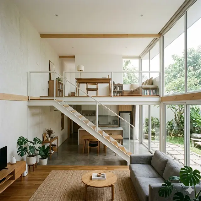 Desain Rumah Minimalis 1 Lantai dengan Area Semi Tingkat