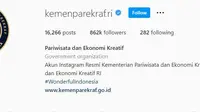 Akun Instagram Kemenparekraf Muncul Lagi, Warganet Ucapkan Selamat Datang