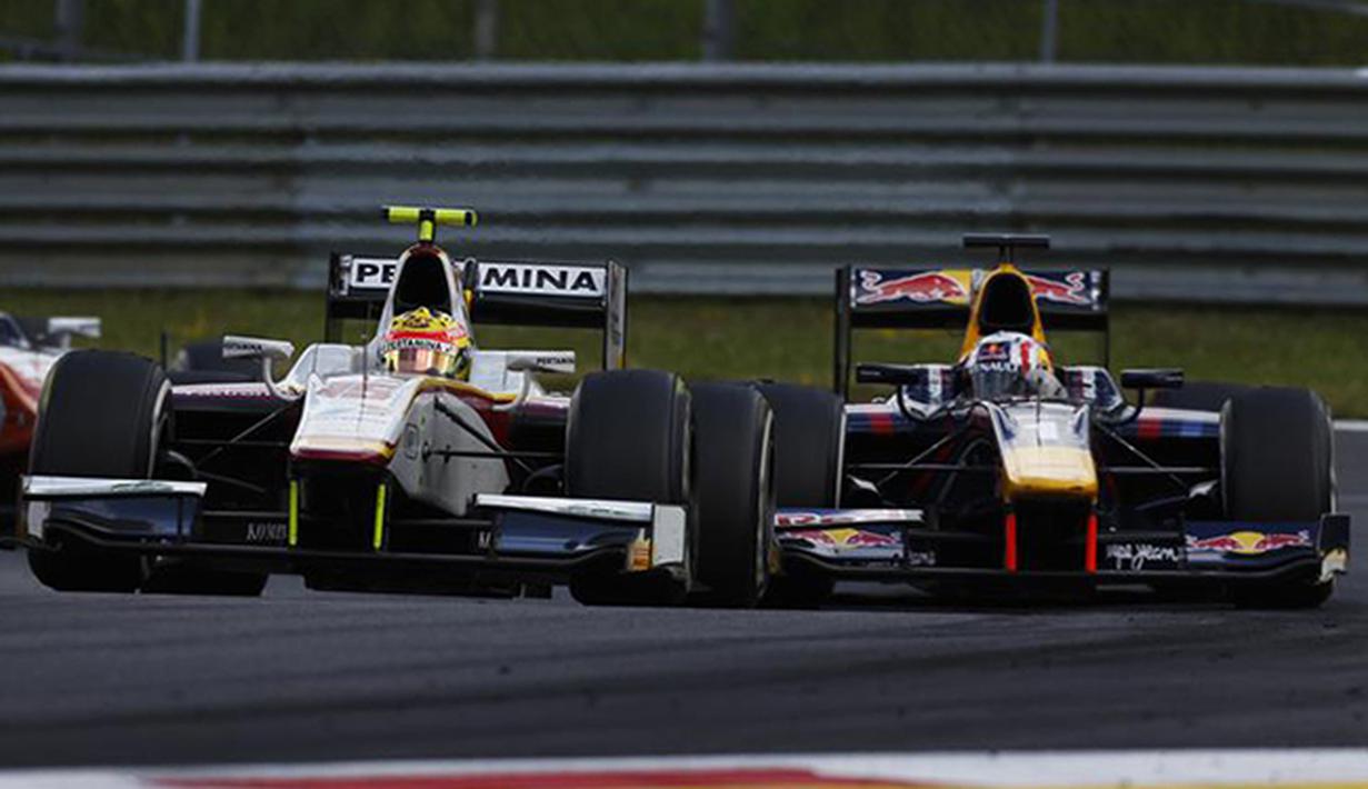 Aksi Rio Haryanto saat bertarung di lintasan pada race2 GP2 seri Austria. (GP2series.com)