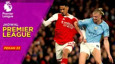 Berita Motion grafis jadwal lengkap Liga Inggris pekan ke-33. Duel panas akan tersaji di pekan ini, mempertemukan Manchester City vs Arsenal yang saling sikut demi gelar juara.