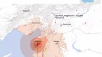 Lokasi pusat gempa terbaru di Turki. (AFP)