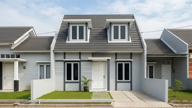 Rumah Atap Mansard dengan 2 Kamar Tidur