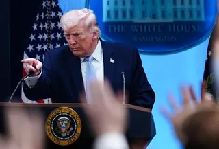 Presiden Amerika Serikat Donald Trump di Gedung Putih pada 6 April 2026. (Dok. AP/Julia Demaree Nikhinson)