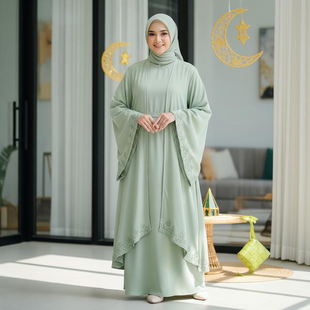 4. Gamis Outer Set Bahan Crinkle Airflow