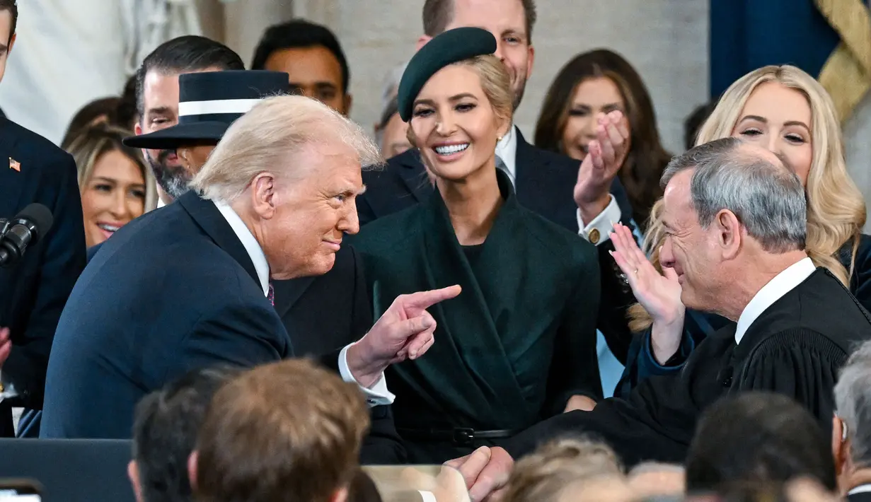 Dalam pidatonya, Donald Trump menyampaikan tekadnya untuk menjadi seorang pembawa perdamaian selama masa kepemimpinannya. (Kenny Holston/The New York Times/AFP)