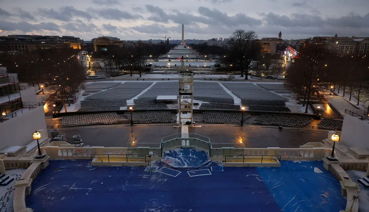 Pemindahan lokasi pelantikan terkait cuaca dingin yang akan terjadi pada Senin 20 Januari 2025. (Kevin Dietsch/GETTY IMAGES NORTH AMERICA/Getty Images via AFP)
