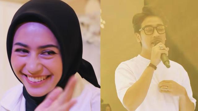 Potret Sintya Marisca dan Abidzar Al Ghifari saat berduet membawakan lagu 'Inikah Cinta' pada acara peluncuran brand parfum Umi Pipik (Instagram/@sintyamarisca)