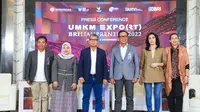 Press Conference UMKM EXPO(RT) BRILIANPRENEUR 2022 dihadiri Direktur Utama BRI Sunarso, Direktur Bisnis Kecil dan Menengah BRI Amam Sukriyanto, Direktur Bisnis Mikro BRI Supari, Direktur Bisnis Konsumer Handayani, Diana Nazir sebagai Kurator Brilianpreneur 2022 dan Ade Soelistyowati sebagai Owner CV. Gemilang Inovasi selaku perwakilan peserta UMKM EXPO(RT) BRILIANPRENEUR.