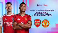 Nonton Live Streaming Liga Inggris Pekan Ke-23: Arsenal vs Man United, Tayang di Vidio
