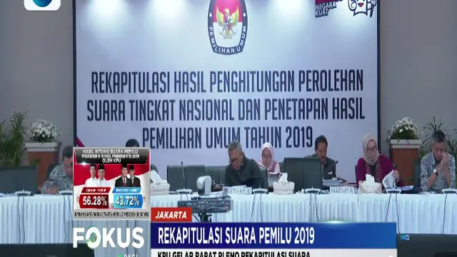 KPU merekapitulasi hasil suara dari Provinsi Bengkulu, Kalimantan Selatan dan Kalimantan Barat.