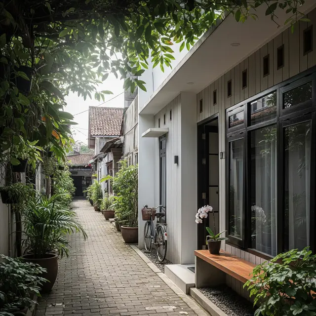 Ilustrasi Rumah di Gang Sempit