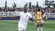 Winger Bhayangkara FC, Moussa Sidibe melakukan selebrasi setelah mencetak gol ke gawang Persija Jakarta dalam laga pekan ke-26 BRI Super League 2025/2026 di Stadion Sumpah Pemuda, Bandar Lampung, Minggu (5/4/2026). (Dok. Bhayangkara FC)