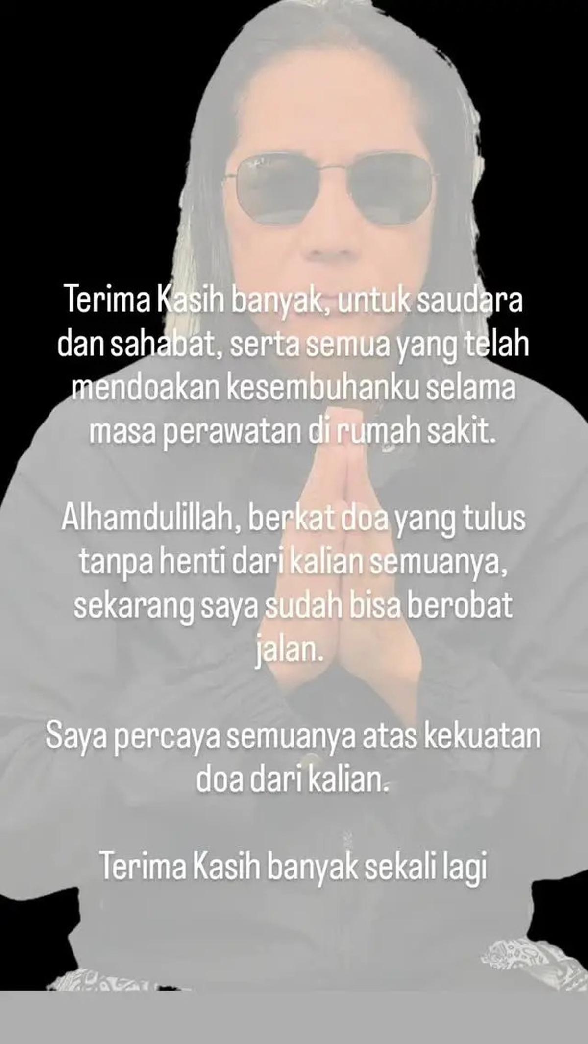 Abdee Slank Sampaikan Kabar Baik, Sudah Bisa Berobat Jalan Setelah Lama Dirawat Intensif di RS