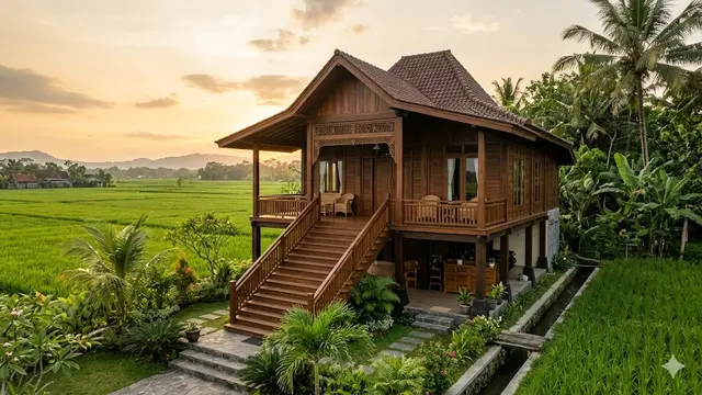 Inspirasi Fasad Rumah Desa Ala Juragan Sawah