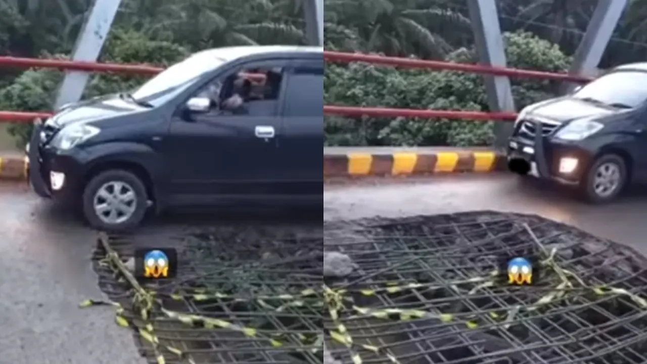 Mobil lewati jembatan rusak (Instagram/@fakta.indo)