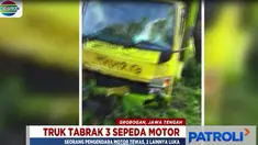 Truk bermuatan cabai hilang kendali hingga akhirnya keluar dari badan jalan dan menabrak tiga sepeda motor dari arah berlawanan.