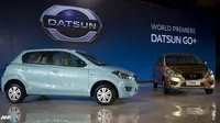 Tanpa diduga Datsun meluncurkan dua mobil sekaligus untuk pasar Indonesia, yakni mobil perkotaan Datsun Go dan mobil multifungsi Datsun Go+. (AFP/Bay Ismoyo/wwn)