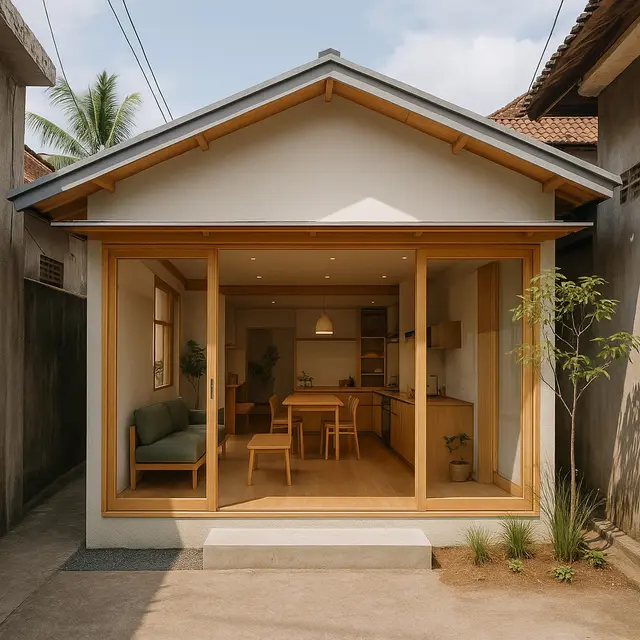 Model Rumah Gaya Jepang Minimalis Rp 100 Juta di Gang Sempit/Ilustrasi AI