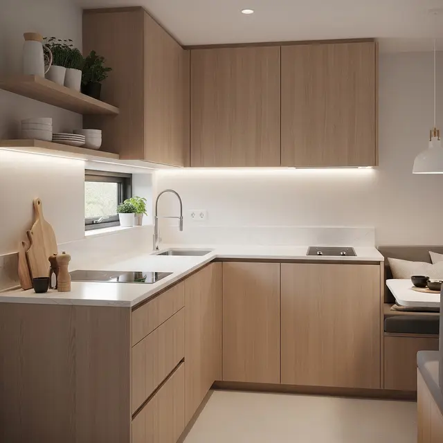 Desain Dapur 2x2 Bentuk L (AI Generated)