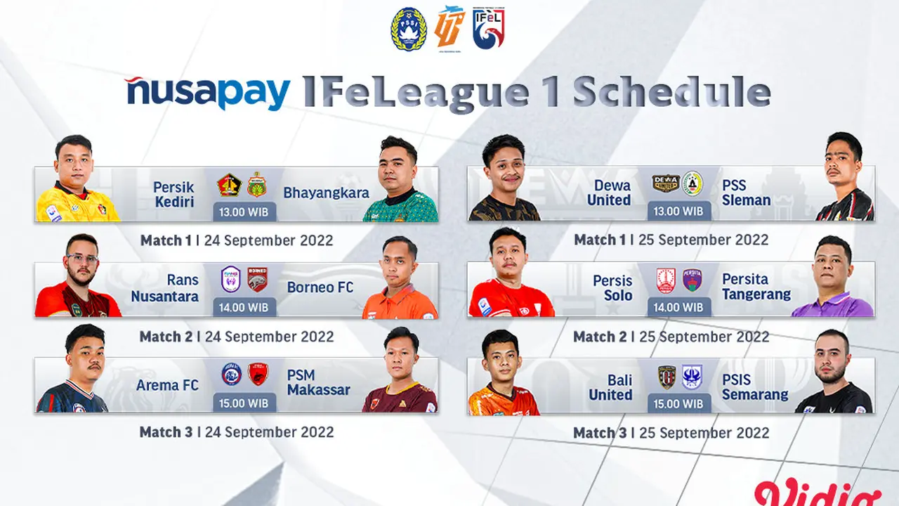 Jadwal dan Live Streaming Nusapay IFeL League 2022 di Vidio Pekan Ini, 24&25 September 2022