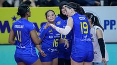 Laga Jakarta Pertamina Fastron vs Bandung BJB Tandamata di final four Proliga 2023 seri Semarang berlangsung cukup sengit. (Dok. Proliga)