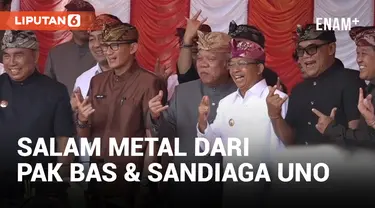 Bareng Pak Basuki, Sandiaga Uno Salam Metal di Pesta Kesenian Bali