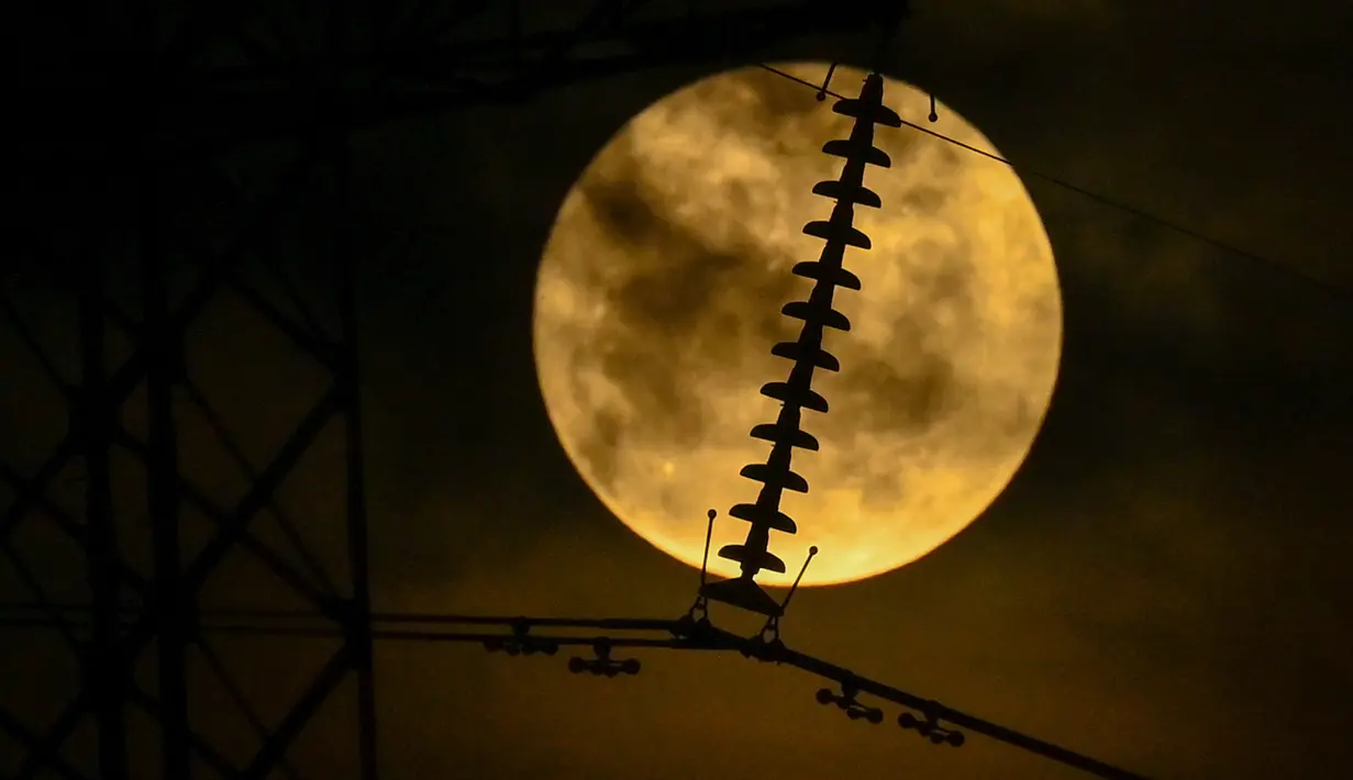 Buck Moon termasuk sebagai supermoon karena akan sedikit lebih dekat ke Bumi dibandingkan posisi bulan pada malam-malam biasanya. (Photo by CHAIDEER MAHYUDDIN / AFP)
